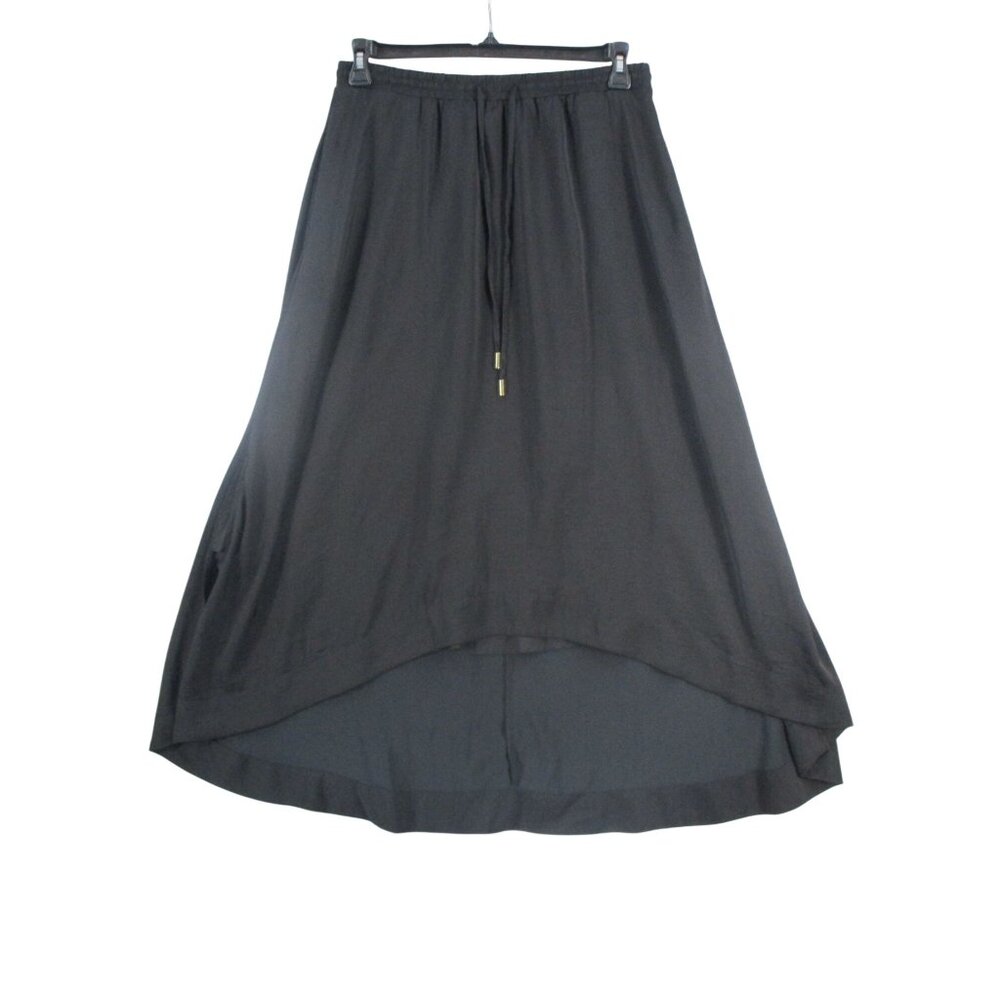 Banana Republic Womens Black High-Low‎ Hem Midi Skirt Whimsy Goth Sheer Size M